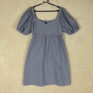 Old Navy NWT Gingham Puff Sleeve Smocked Square Neck Dress Milkmaid Size M Boho
